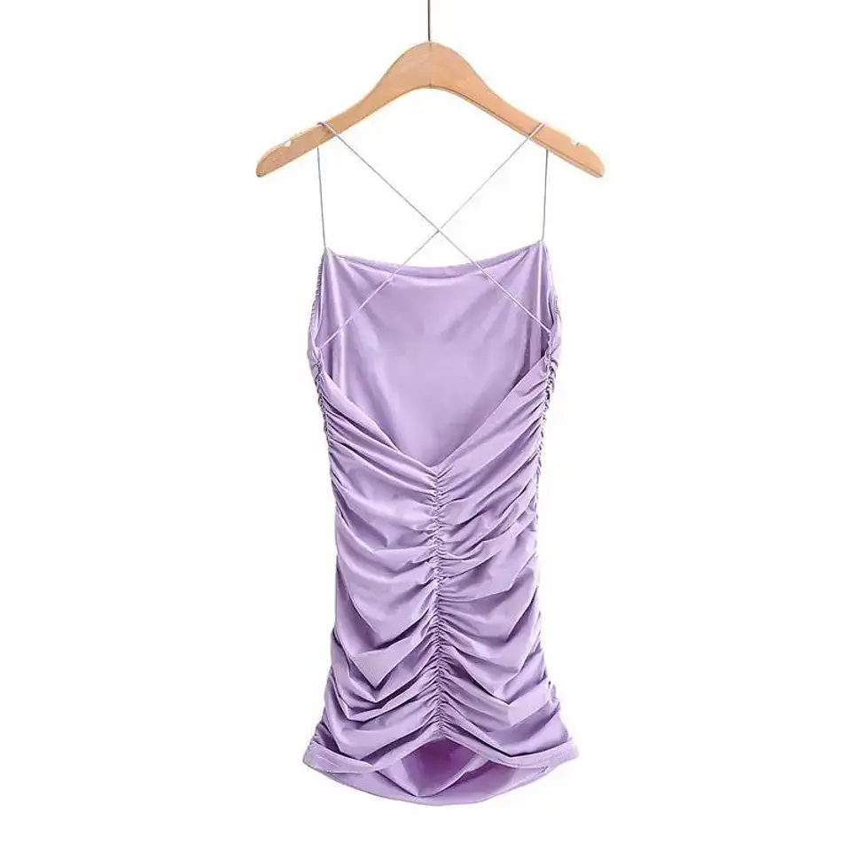 Sexy Backless Mini Dress Sleeveless Pleated Dress Black Fashion Summer Woman Club Tight Bodycon Dresses Sling 8