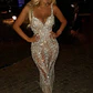 Lady Deep V Strapless Tight Sequin Dress Chic Tassel Hip Wrap Club Dress Summer Sexy Sleeveless Slim Solid Evening Dress Vestido - thumbnail 5