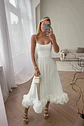 Elegant Ruffle Solid Sling Long Dress Women Strap Waist Party Dresses Fashion Sleeveless Backless Beach Swing skirt A-line tutu - thumbnail 1