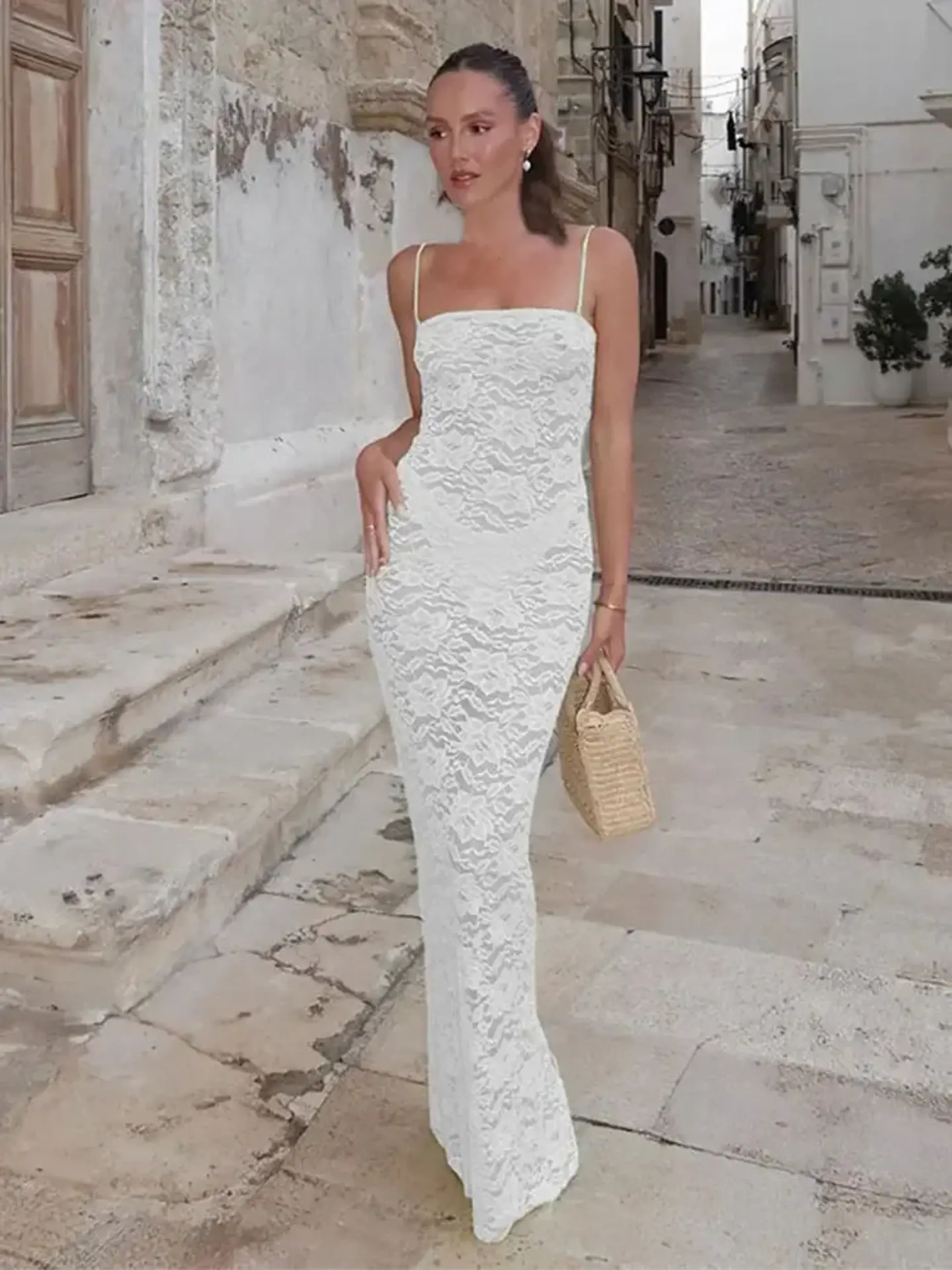 Elegant Lace Sexy See Through Sleeveless Beach Maxi Dress Summer Women 2026 Beachwear Bikini Cover-ups Pool Party Tunic A2627 7
