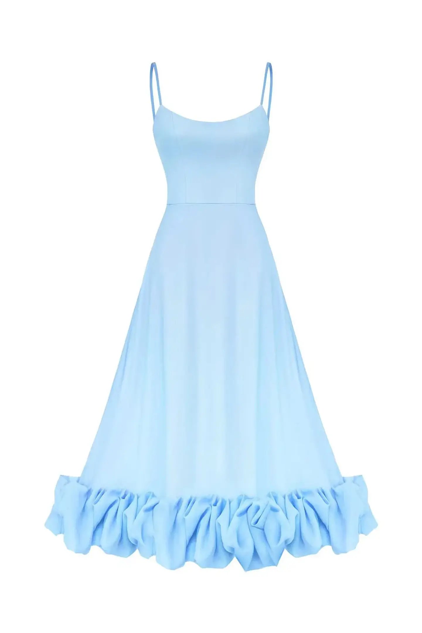 Elegant Ruffle Solid Sling Long Dress Women Strap Waist Party Dresses Fashion Sleeveless Backless Beach Swing skirt A-line tutu 4