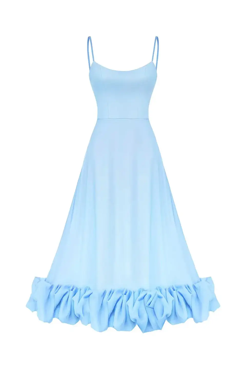 Elegant Ruffle Solid Sling Long Dress Women Strap Waist Party Dresses Fashion Sleeveless Backless Beach Swing skirt A-line tutu 4