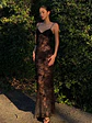 Weird Puss See Through Dress Women Backless Hollow Flower Print Patchwork Solid Sleeveless Sexy Midnight Clubwear Party Vestidos - thumbnail 17