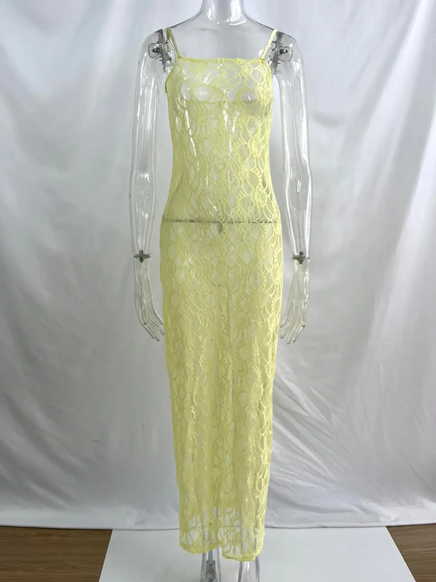 Elegant Lace Sexy See Through Sleeveless Beach Maxi Dress Summer Women 2026 Beachwear Bikini Cover-ups Pool Party Tunic A2627 21