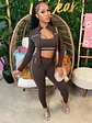 Weird Puss Casual 3 Piece Set Women Tracksuit Elastic Vest+Zip Jacket+Leggings Matching Street Sporty Fitness Street Shapewear - thumbnail 3