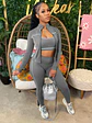 Weird Puss Casual 3 Piece Set Women Tracksuit Elastic Vest+Zip Jacket+Leggings Matching Street Sporty Fitness Street Shapewear - thumbnail 5