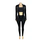 Weird Puss Casual 3 Piece Set Women Tracksuit Elastic Vest+Zip Jacket+Leggings Matching Street Sporty Fitness Street Shapewear - thumbnail 11