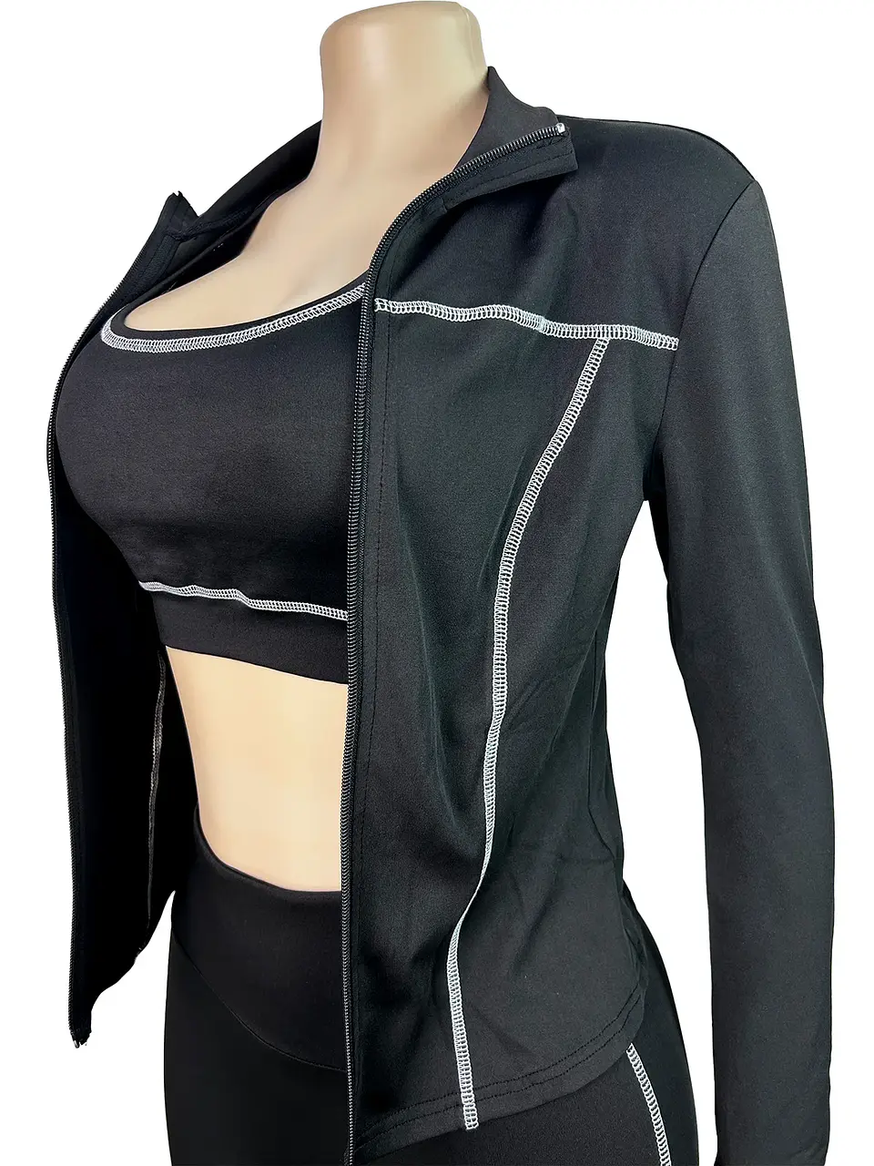 Weird Puss Casual 3 Piece Set Women Tracksuit Elastic Vest+Zip Jacket+Leggings Matching Street Sporty Fitness Street Shapewear 17
