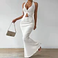 Tuularose White Long Skirt Two Piece Summer Sexy Twist Lace-up Vest Top Tight Long Skirt Set Elegant 2025 Female Long Dress Sets - thumbnail 3