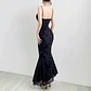 Women's Eco-Friendly Mesh Halter Neck A-Line High Waist Slim Fit Floor-Length Solid Burnout Chinese Style Backless Anti-Wrinkle - thumbnail 3
