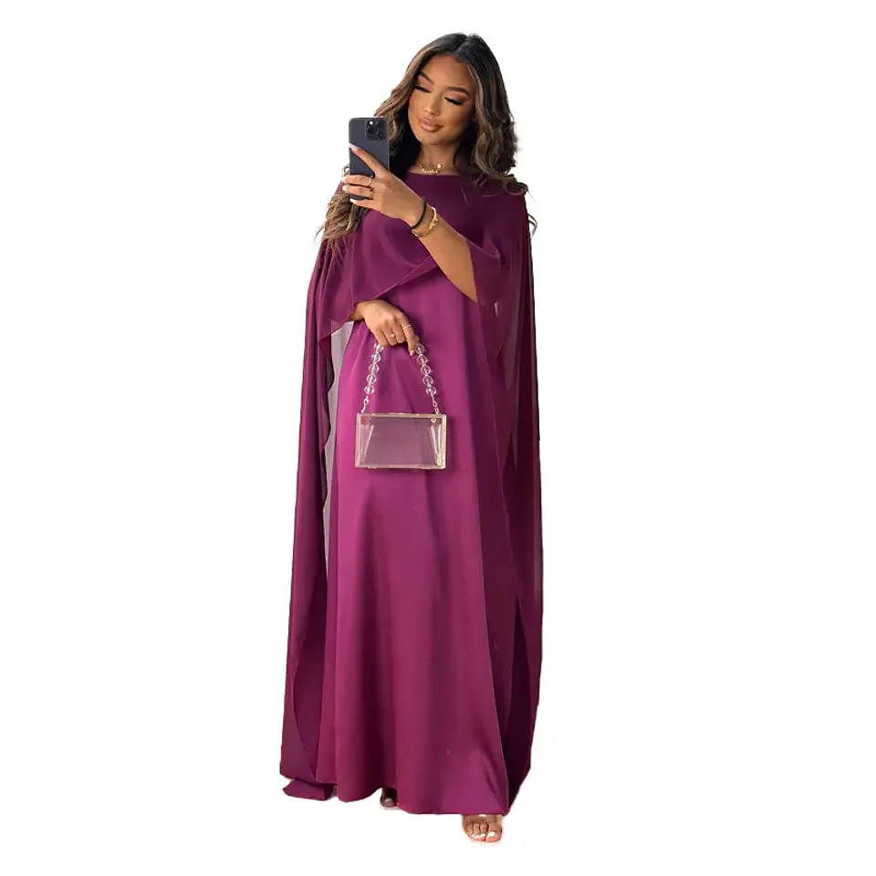 Chiffon Dress for Women Temperament O-neck Long Dress High Waist Party Muslim Dress Women Dubai Abayas Evening Dresses Vestidos 8