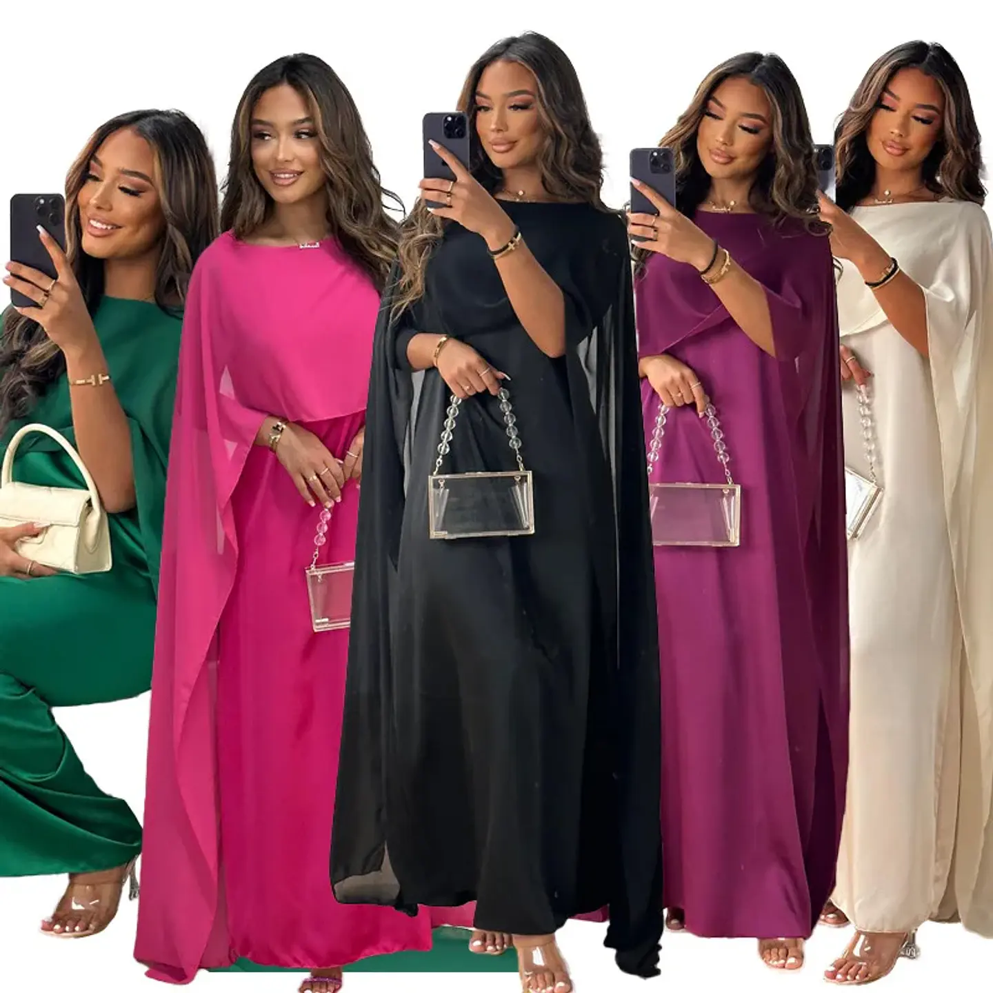 Chiffon Dress for Women Temperament O-neck Long Dress High Waist Party Muslim Dress Women Dubai Abayas Evening Dresses Vestidos 12