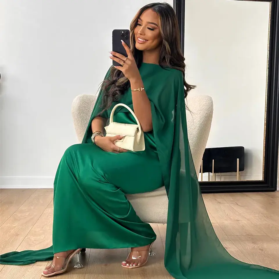 Chiffon Dress for Women Temperament O-neck Long Dress High Waist Party Muslim Dress Women Dubai Abayas Evening Dresses Vestidos 14