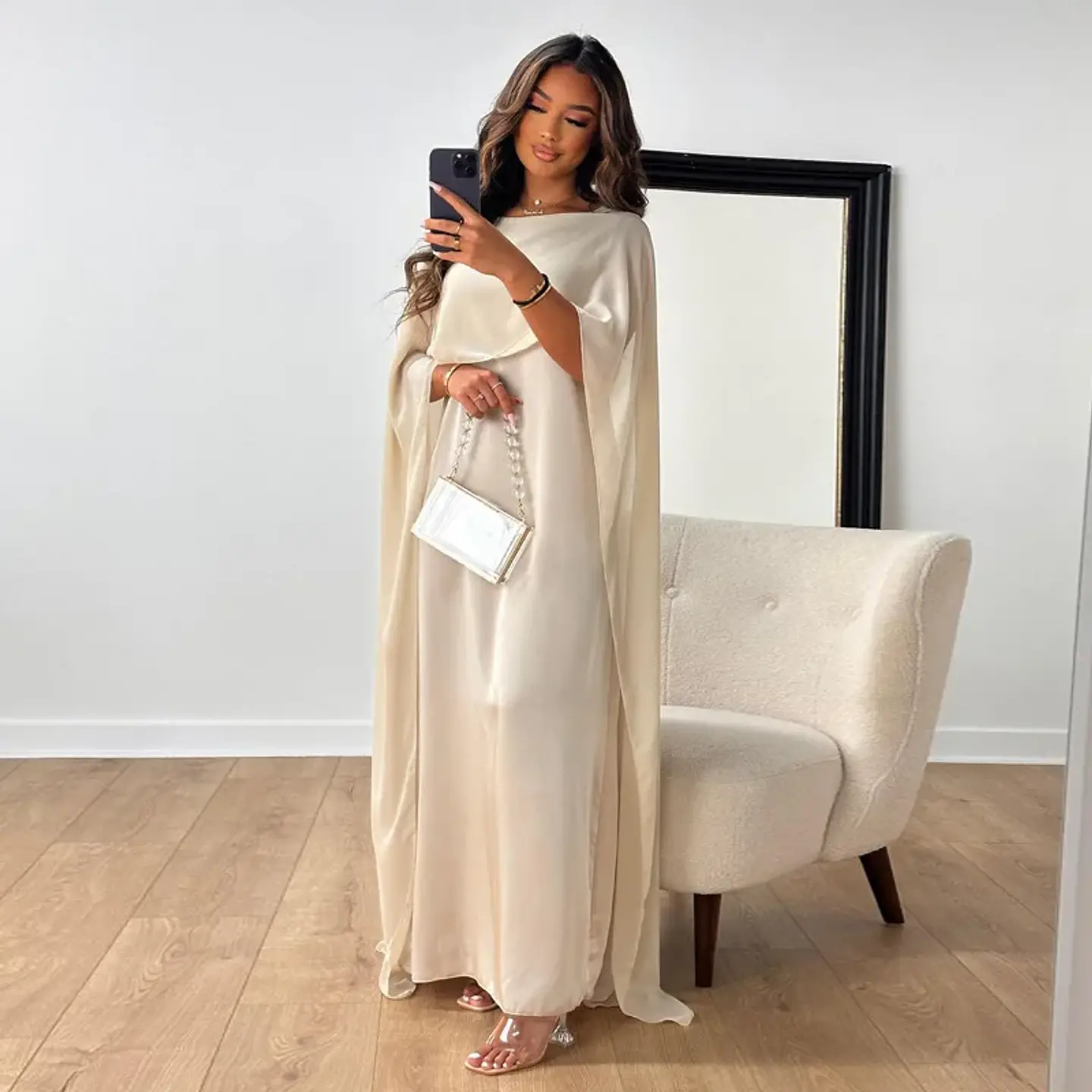 Chiffon Dress for Women Temperament O-neck Long Dress High Waist Party Muslim Dress Women Dubai Abayas Evening Dresses Vestidos 16