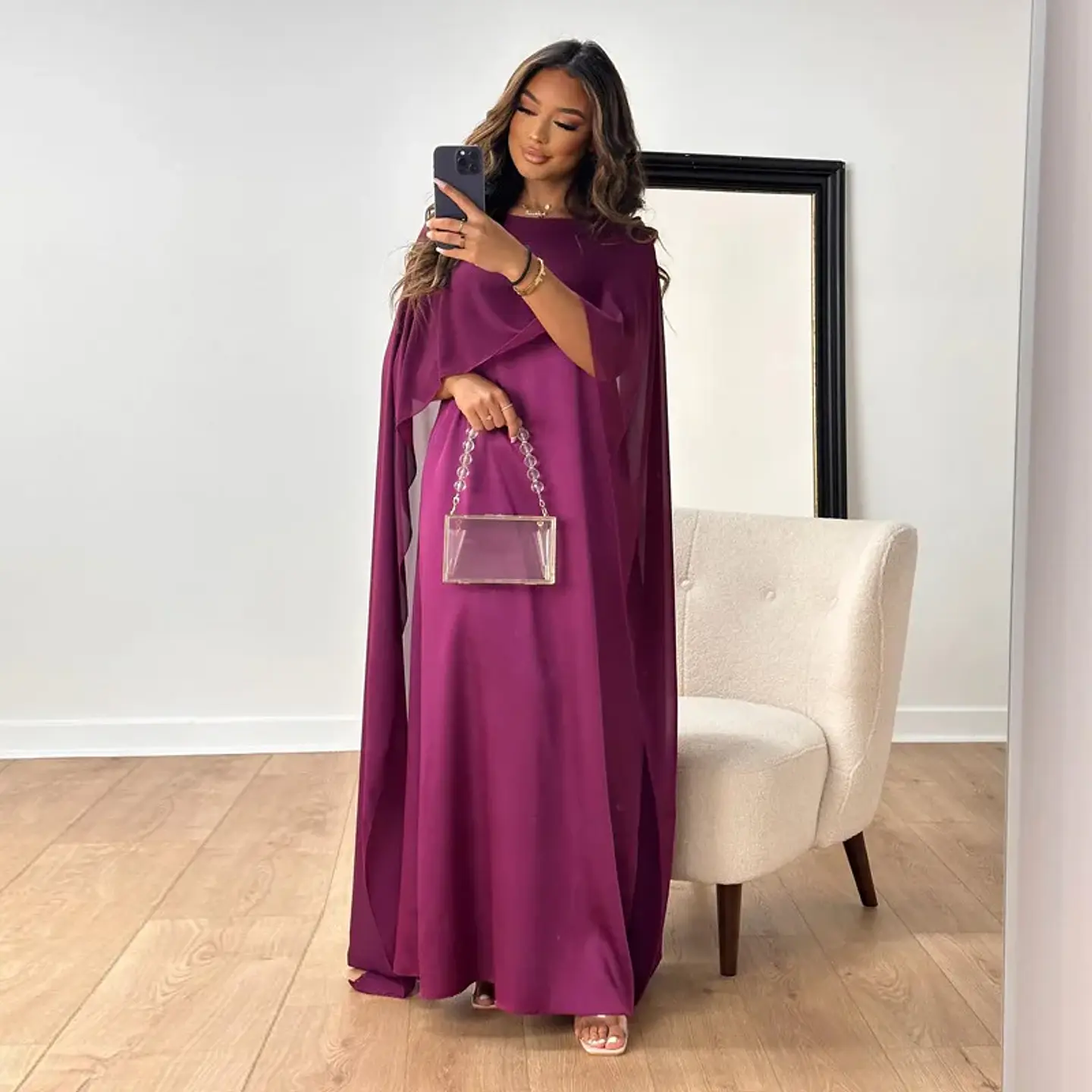 Chiffon Dress for Women Temperament O-neck Long Dress High Waist Party Muslim Dress Women Dubai Abayas Evening Dresses Vestidos 17