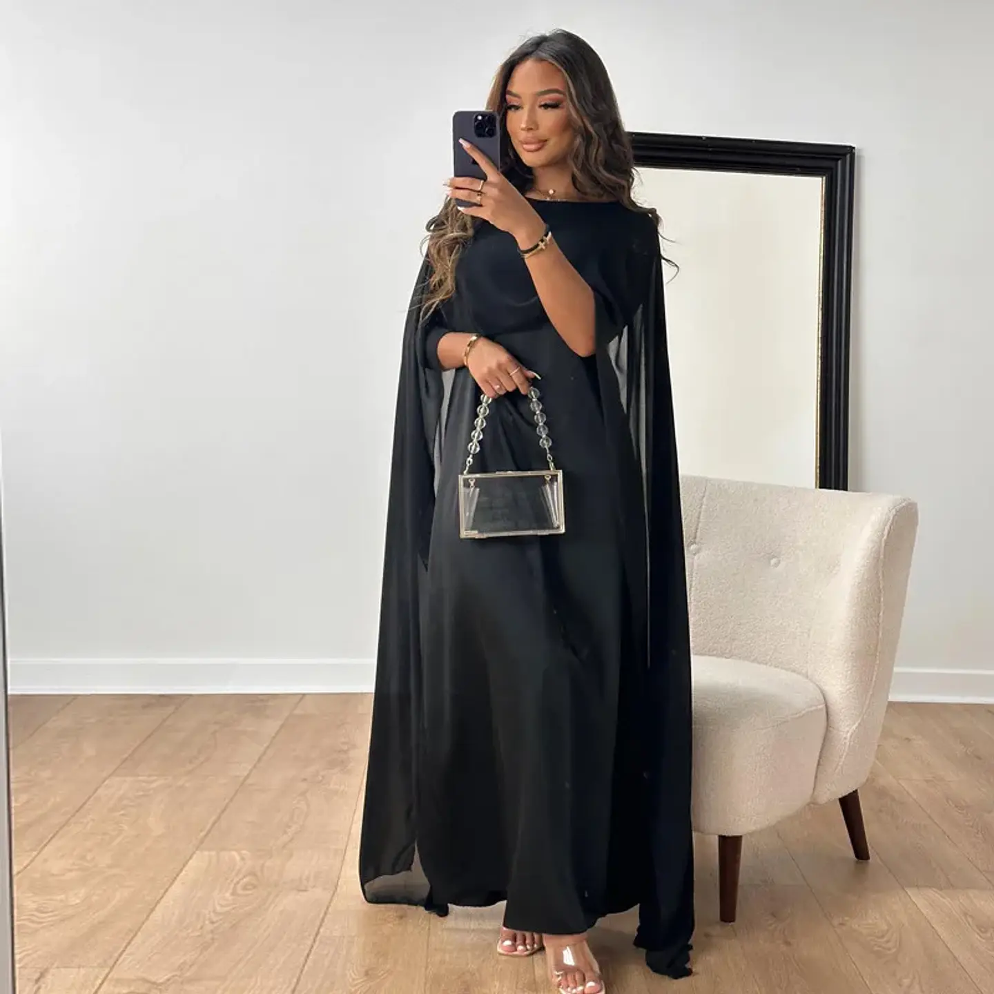 Chiffon Dress for Women Temperament O-neck Long Dress High Waist Party Muslim Dress Women Dubai Abayas Evening Dresses Vestidos 18