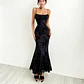 Elegant Eco-Friendly Mermaid Maxi Dress with Digital Printing Color Block Subtle Print Ruffle Detail Slim Fit Natural Waist - thumbnail 1