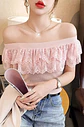 Sexy Ladies Tops Summer Blouse for Women 2024 Blusas Mujer De Moda Patchwork Lace Ruffles Blouses Tunic Sweet Knitted Shirts - thumbnail 6