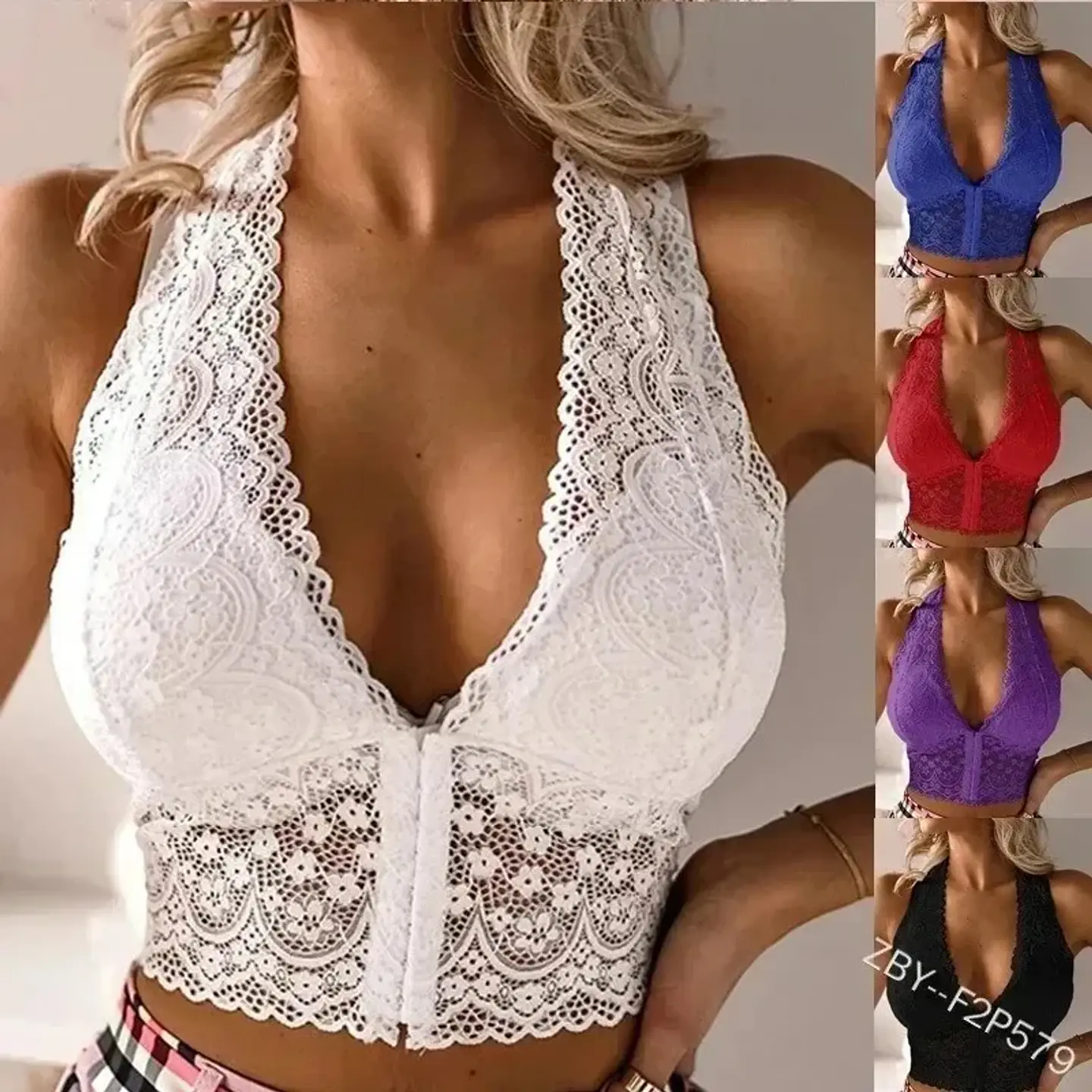 Summer Plus Size Sexy Hot Crop Top for Woman Deep V Neck Embroidery White Lace Y2k Tops Summer Sleeveless Female Clothing 12