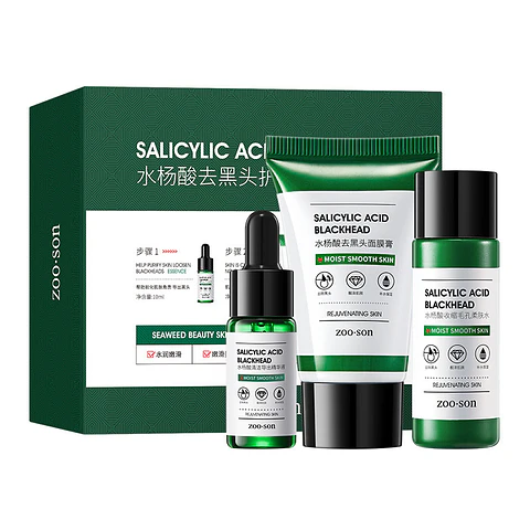 Three-Piece Bamboo Charcoal Cleansing Set – Blackhead Removal & Deep Pore Cleanser