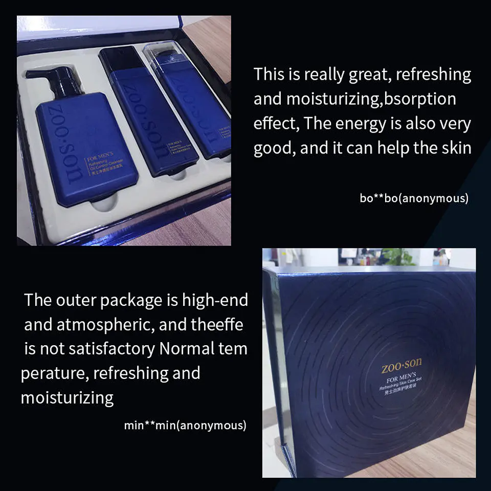 ZOO·SON® For Men's Refreshing 3-Piece Skincare Set (Cleanser + Toner + Emulsion) 3