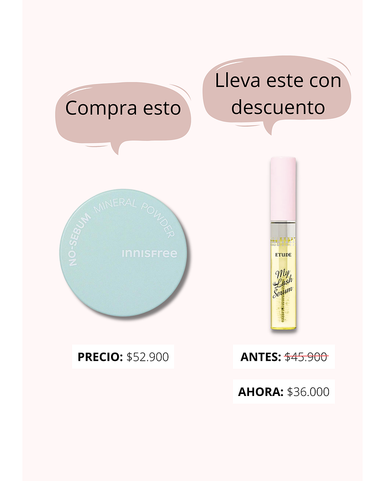 Compra 1 No Sebum Mineral Powder y recibe 1 My lash serum con descuento