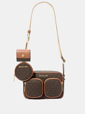 Jet Set Medium Signature Logo Crossbody Bag with Case for Apple Airpods Pro