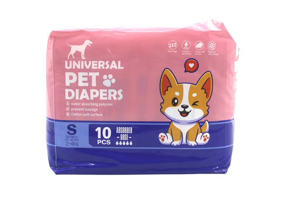 pack de 10 pañales desechables para mascotas de la marca Universal Pet Diapers en talla S 1