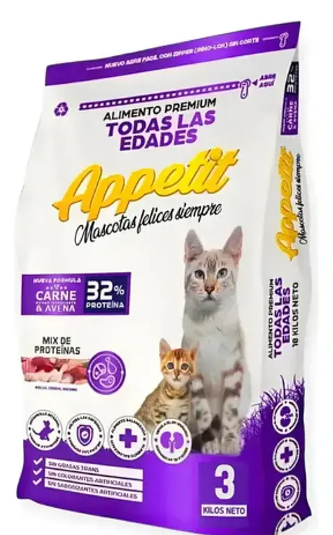 Appetit Gatos Todas las Edades con fórmula de carne y avena 3kg