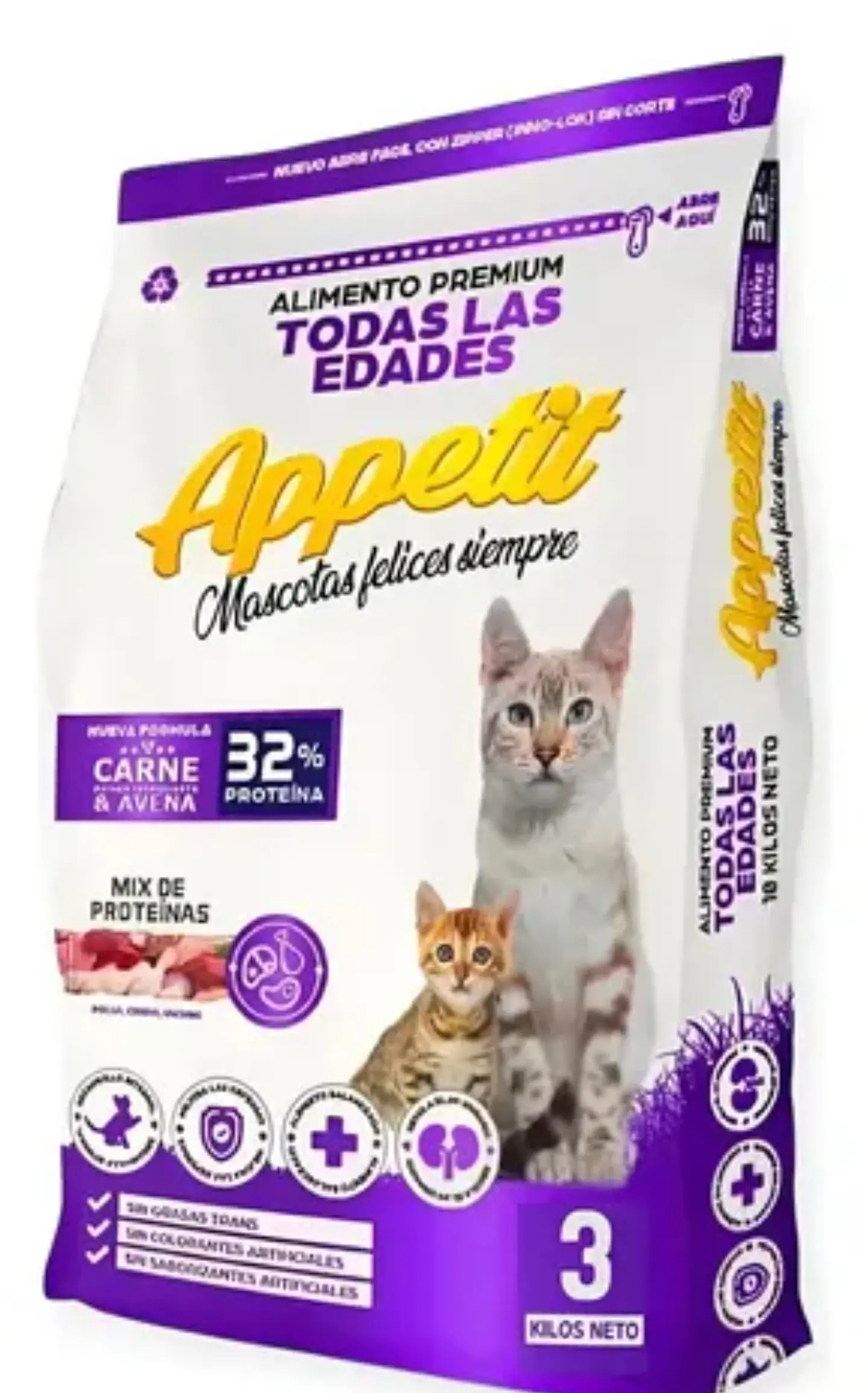 Appetit Gatos Todas las Edades con fórmula de carne y avena 3kg 1