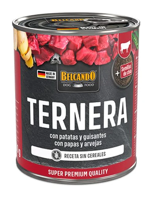 lata de alimento húmedo para perros Belcando sabor Ternera con patatas y guisantes