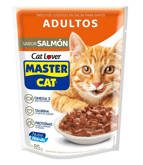 gato adulto Master Cat Trocitos Jugosos Sabor Salmón de 85 g