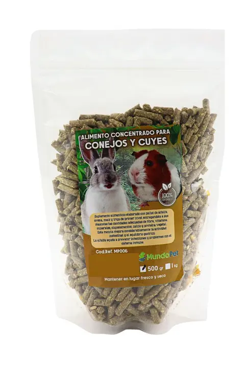 alimento concentrado para cuyes y conejos de 500 g