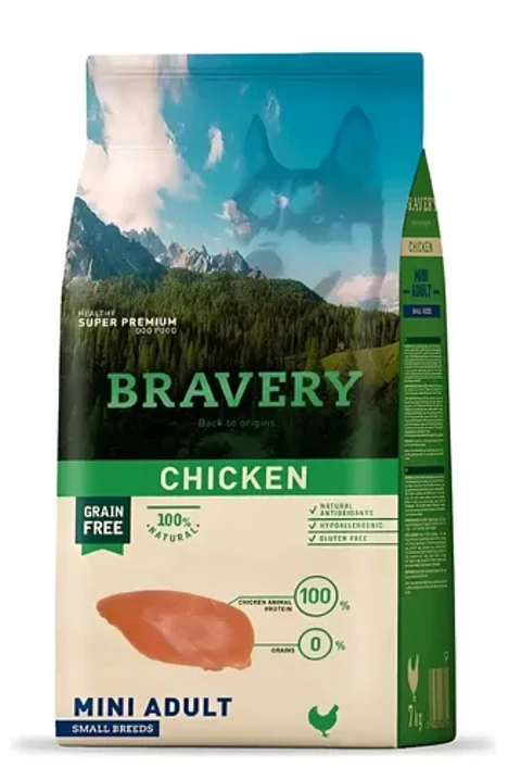 Bravery Chicken Mini Adult de 2 kg para perros adultos de razas pequeñas.