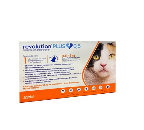 Revolution Plus antiparasitario tópico para gatos de 2,5 a 5 kg
