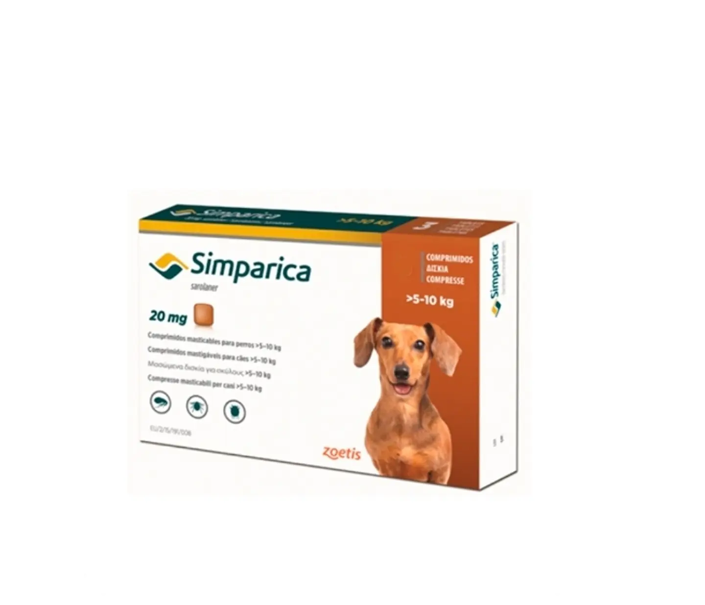 Simparica 20 mg masticable antiparasitario externo para perros de 5 a 10 kg 1