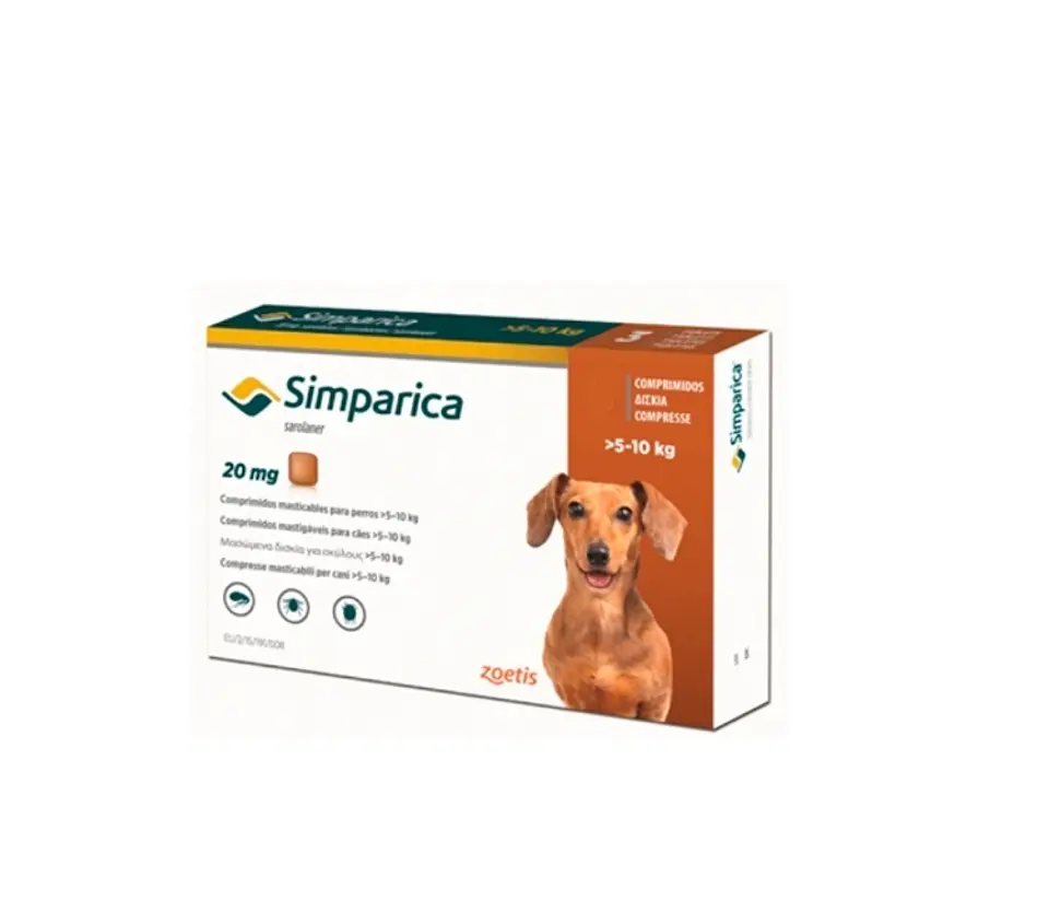 Simparica 20 mg masticable antiparasitario externo para perros de 5 a 10 kg 1