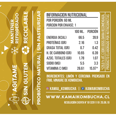 6 unidades Kamai shot cúrcuma 