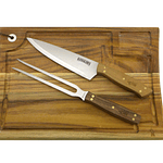 SET PARRILLERO TABLA + CUCHILLO Y TENEDOR