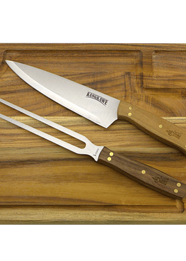 SET PARRILLERO TABLA + CUCHILLO Y TENEDOR