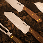 CUCHILLO 7" SANTOKU COÑARIPE CON FUNDA DE CUERO CAFÉ