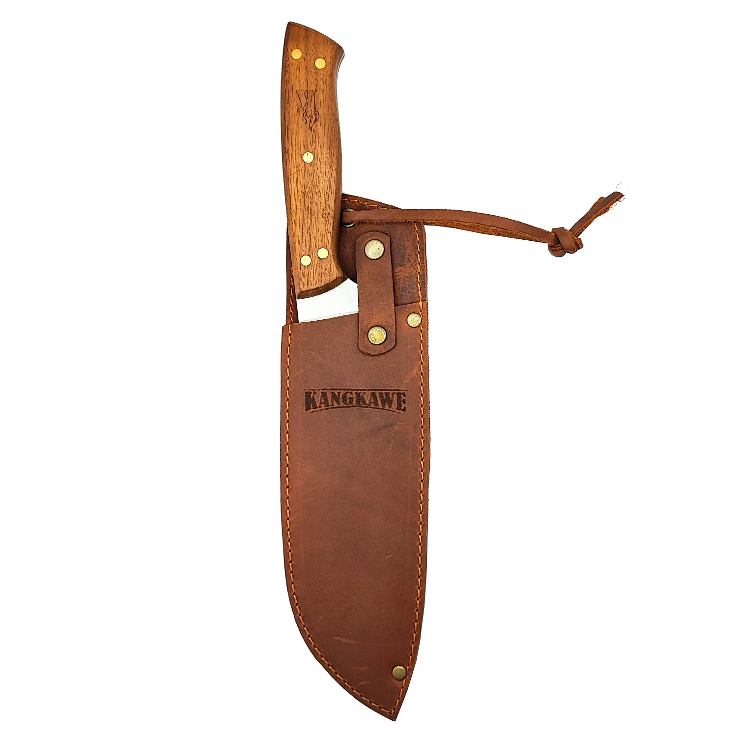 Cuchillo 7" Santoku Coñaripe Con Funda De Cuero Café