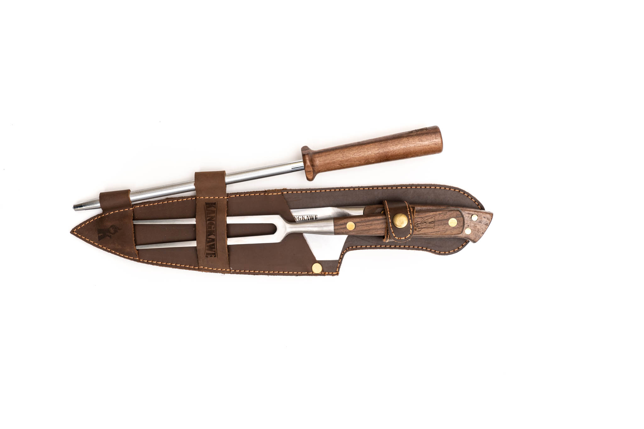 TRILOGIA EN CUERO PINCHO PRO + CUCHILLO CATEMU + ASTIL
