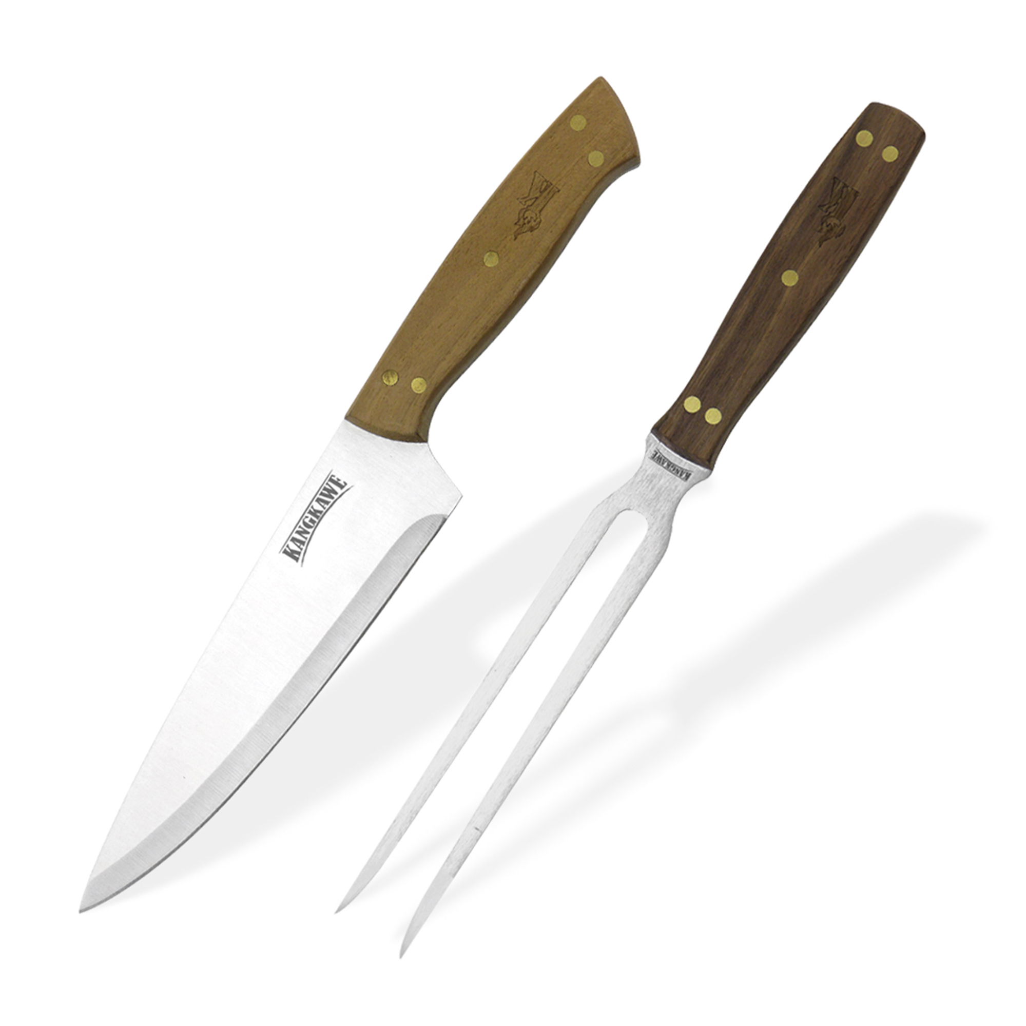 KG1901FCRT SET TENEDOR + CUCHILLO PARRILLERO F/CUERO CAFÉ RUSTICO.