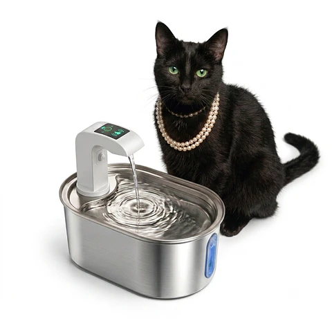Fuente de Agua/Bebedero Inalámbrico para Gatos de acero inoxidable 3.2L 