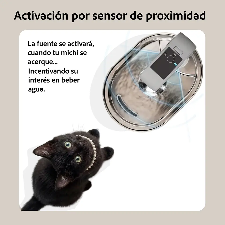 Bebedero Inalámbrico / Fuente de Agua inalámbrica para Gatos de acero inoxidable 3.2L  5