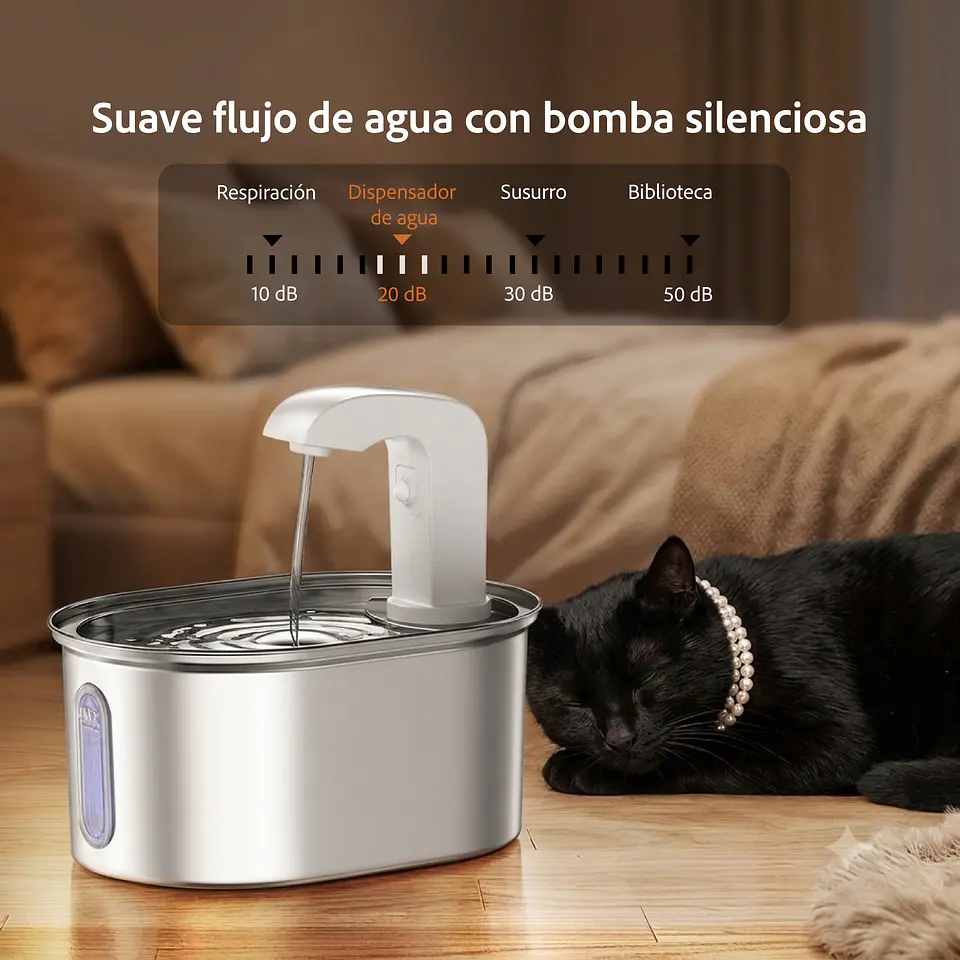 Bebedero Inalámbrico / Fuente de Agua inalámbrica para Gatos de acero inoxidable 3.2L  4