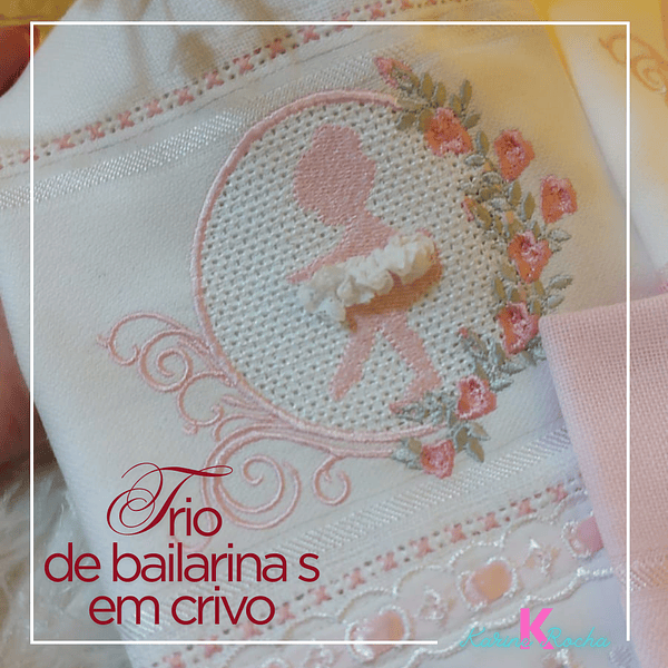 Trio de bailarinas em crivo-ARQUIVOS DIGITAIS