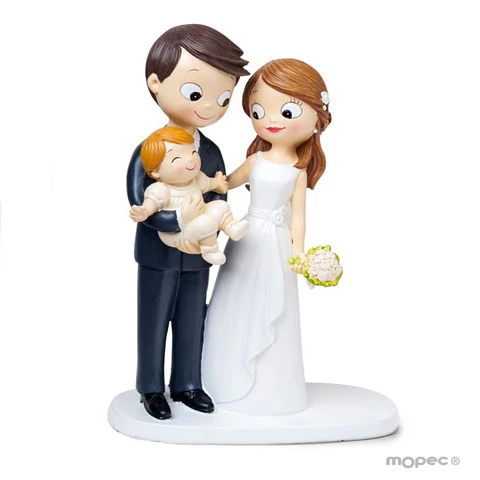 Figura para Bolo Noivos com bebe