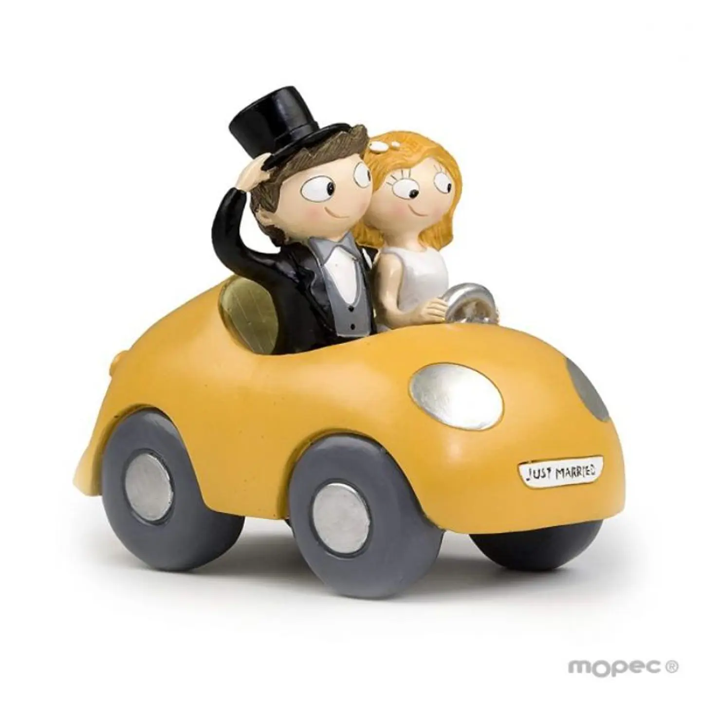 Figura para Bolo Noivos Carro Amarello 1